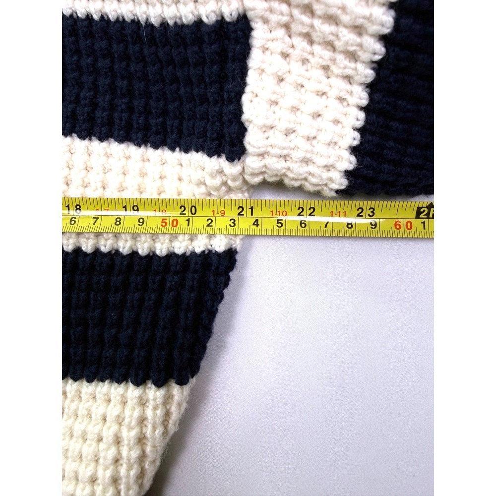 Madewell Striped Polo Sweater Navy Cream Size Small - Picture 6 of 8